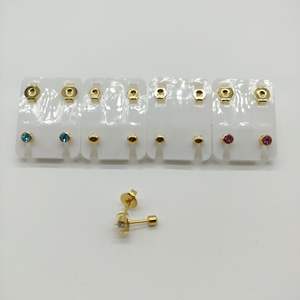 ตุ้มหูแบบเจาะรูกลมต่างหูเม็ดเดี่ยวที่ผ่านการรับรองแล้วสีทองสีเงินC529 - Product Image 2