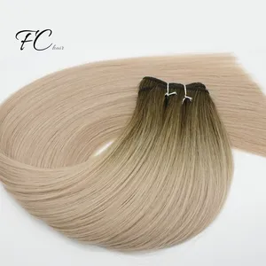 Fangcun wholesale Balayage Color Human Hair Supplier Machine Sewing Double Weft Hair Extension Double Drawn remy Hair