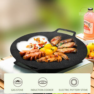 28/30/34/36/38 см для кемпинга, уличная Корейская чугунная кухонная сковорода для барбекю, гриля, плита из углеродистой стали, сковорода для гриля с антипригарным покрытием - Product Image 6