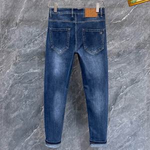 Jeans holgados de rasgadura de mezclilla para hombre, Parche de cintura alta para hombre, pantalones vaqueros de moda con arrugas cónicas para hombre - Product Image 4
