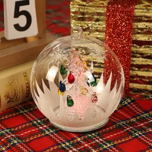 Led灯玻璃球悬挂圣诞树摆件玻璃led灯内