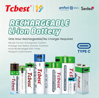 Baterai Isi Ulang Tipe-C Berkinerja Tinggi yang Dapat Disesuaikan dengan Port Pengisian Daya USB-C untuk Kunci Pintar, Mainan Kontrol Jarak Jauh, Jam
