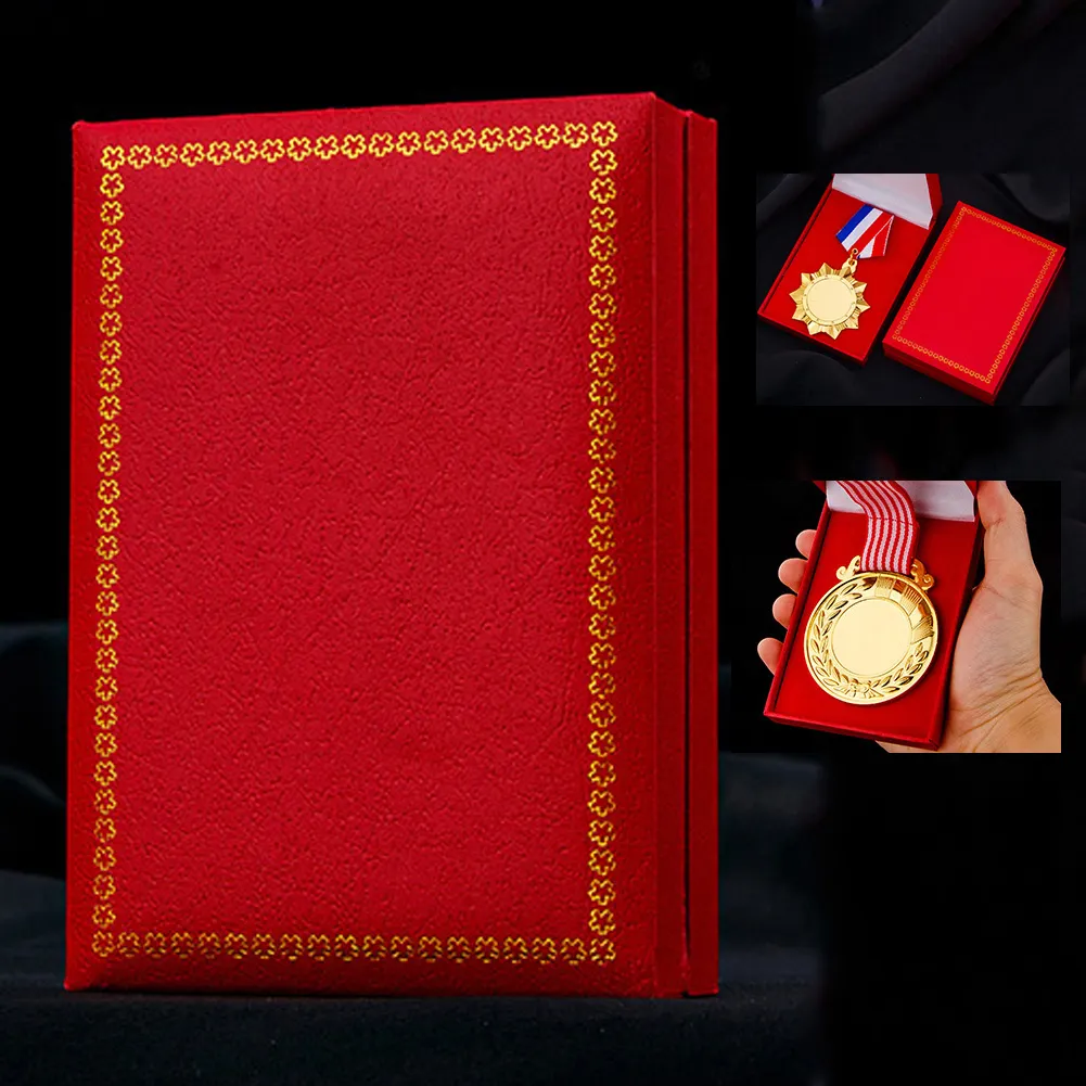 थोक कस्टम शिल्प पदक, बॉक्स सोने के बकल चमड़े के ब्रोच बॉक्स खाली मुद्रित मार्क बैज हुक रिंग गहने पैकेजिंग बॉक्स/