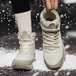 Bottes de neige pour femmes, chaussures de sport d'extérieur pour hommes, chaussures de randonnée chaudes à lacets, en molleton épais et rembourrées en coton pour l'hiver - Product Image 3