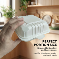 Contenant jetable MFPP pour plats à emporter, écologique, de qualité alimentaire, blanc, à charnière avec couvercle, anti-fuite, compatible micro-ondes, empilable