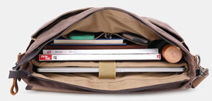 Sac à bandoulière pour ordinateur portable, <span class=keywords><strong>mallette</strong></span> de transport en toile cirée pour ordinateur portable de 14 pouces, avec manches - Product Image 3
