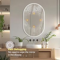 Miroir mural LED moderne de luxe, ovale, avec cadre en métal, rétroéclairé, tactile, à intensité variable, couleur personnalisable, pour salle de bain, décoration intérieure