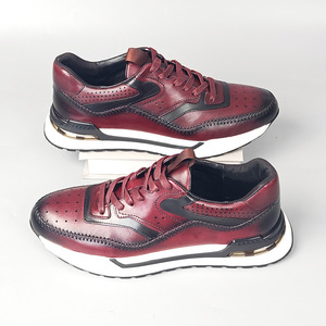 Chaussures décontractées pour hommes en cuir véritable à lacets, bout rond, semelle extérieure en caoutchouc anti-odeur, semelle intermédiaire en EVA, toutes saisons - Product Image 2