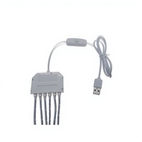 Kabel Daya USB PVC Tembaga Penuh 5-12V dengan Sakelar Satu Tombol Lampu LED Kabinet Strip Kotak Pembagi Satu-ke-enam