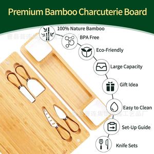 Plateau à fromage en bambou Qingxin avec ensemble de couteaux, planche de service multifonctionnelle pour la cuisine à domicile - Product Image 4
