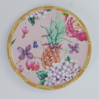 Service de table de belle conception d'usine à bon prix assiette à fleurs personnalisée en mélamine ensemble de vaisselle élégante de style occidental à motifs floraux roses