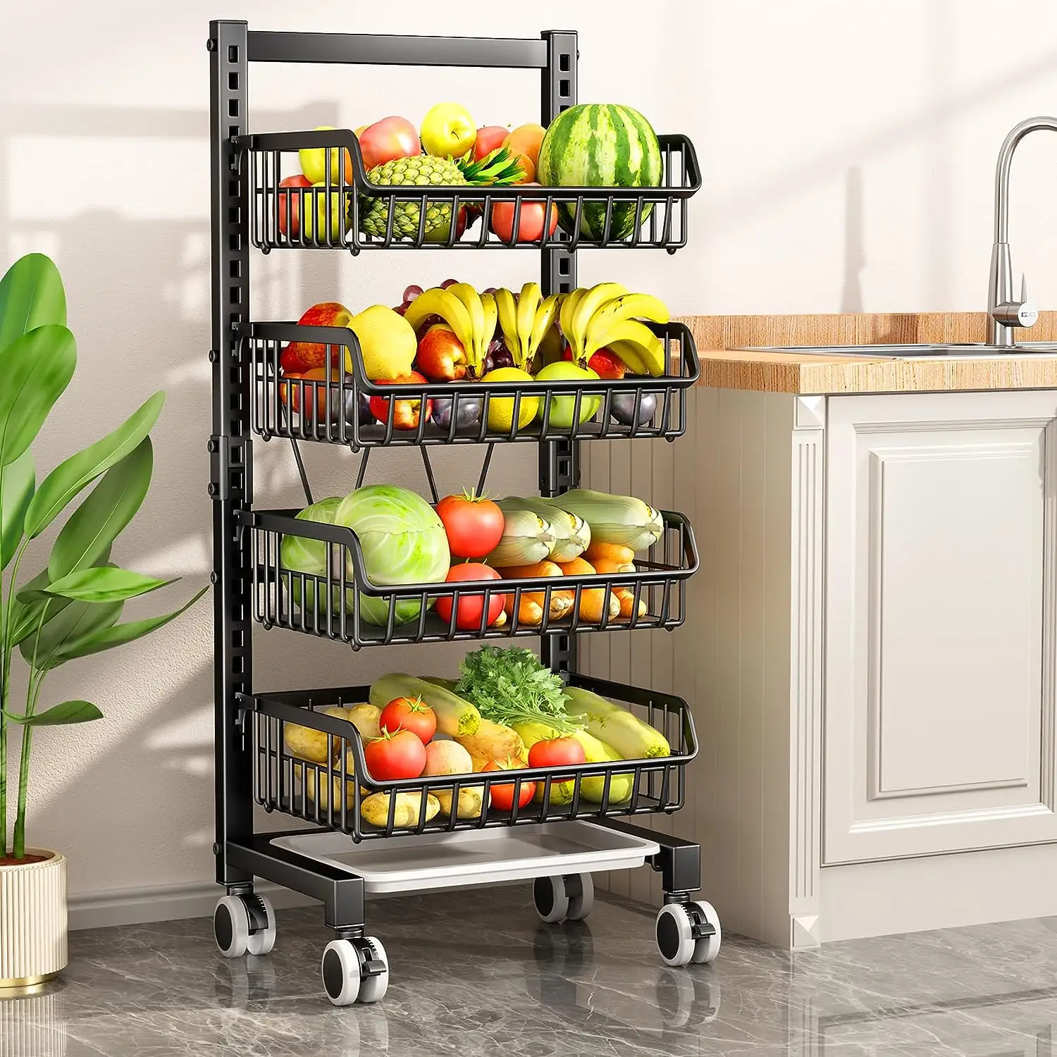 Fruit Vegetable Basket Hanging Fruit Bowls Kitchen Accessories Metal Storage Holders & Racks Multifunction Kitchen Organizer