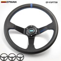 Volant de course universel EPMAN 350 mm (14 pouces) à fond profond en cuir PVC pour voiture, drift, sport, 6 boulons, PCD 70 mm EP-FXP7709
