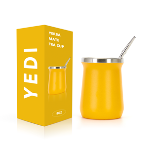 <span class=keywords><strong>Tasse</strong></span> à thé traditionnelle originale de 8oz en acier inoxydable 18/8 à <span class=keywords><strong>double</strong></span> <span class=keywords><strong>paroi</strong></span> avec cuillère <span class=keywords><strong>Tasse</strong></span> Yerba Mate moderne pour le camping - Product Image 5