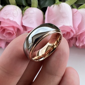 Coolstyle-Anillo de tungsteno de oro rosa para hombre <span class=keywords><strong>y</strong></span> mujer, sortija de compromiso de moda, 8mm, <span class=keywords><strong>dos</strong></span> tonos, venta al por mayor - Product Image 5
