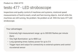 Stroboscope portatif LED Testo 477 0563 4770 Allemagne - Product Image 1