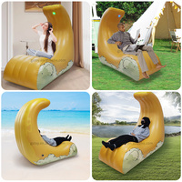 Nouveau design en forme de lune Camping Portable PVC canapé lumière LED Air canapé matelas gonflable chaise longue