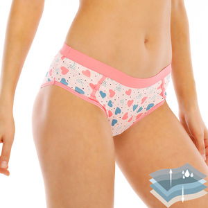 Sous-vêtements menstruels mignons en coton de taille personnalisée pour adolescentes, culottes menstruelles 4 couches <span class=keywords><strong>anti</strong></span>-<span class=keywords><strong>fuite</strong></span> - Product Image 2