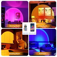 Projecteur LED d'ambiance RGB 16 couleurs avec télécommande via application, lampe de projection coucher de soleil pour la décoration de la maison, de la chambre et des magasins