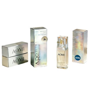Custom <b>Silver</b> Card Cosmetic Packaging <b>Boxes</b> with Hot Stamping and Laser Finish - Product Image 1