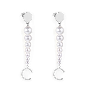 ต่างหูมุกทรงเรขาคณิตสแตนเลสสำหรับผู้หญิงสวมใส่ทุกวัน - Product Image 2