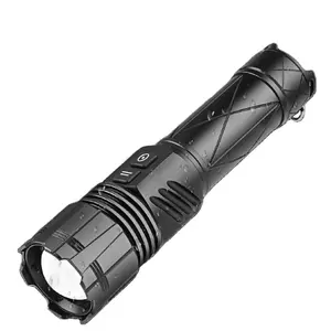 Torcia a led tattica con Zoom telescopico torcia a led di emergenza con ricarica usb da 1600 lumen