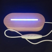 Prix d'usine, blanc chaud, 7 couleurs, base en bois ronde LED colorée pour lampe de nuit en acrylique 3D