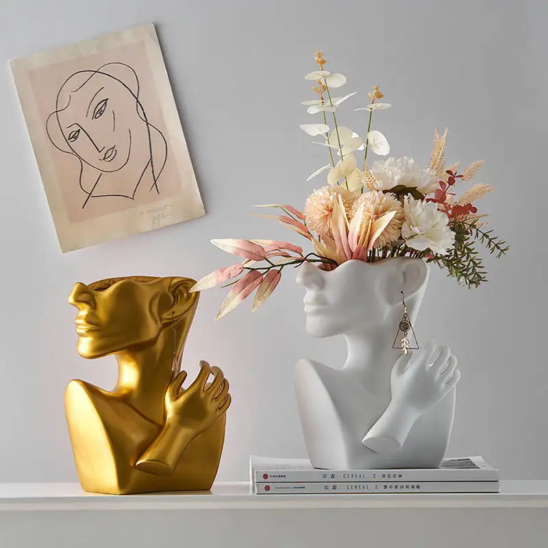 Nordic Style-Figur Vase Raum Dekoartikel Dekoration Leben moderne Blumen Simulation Schreibtisch kostenloser Versand