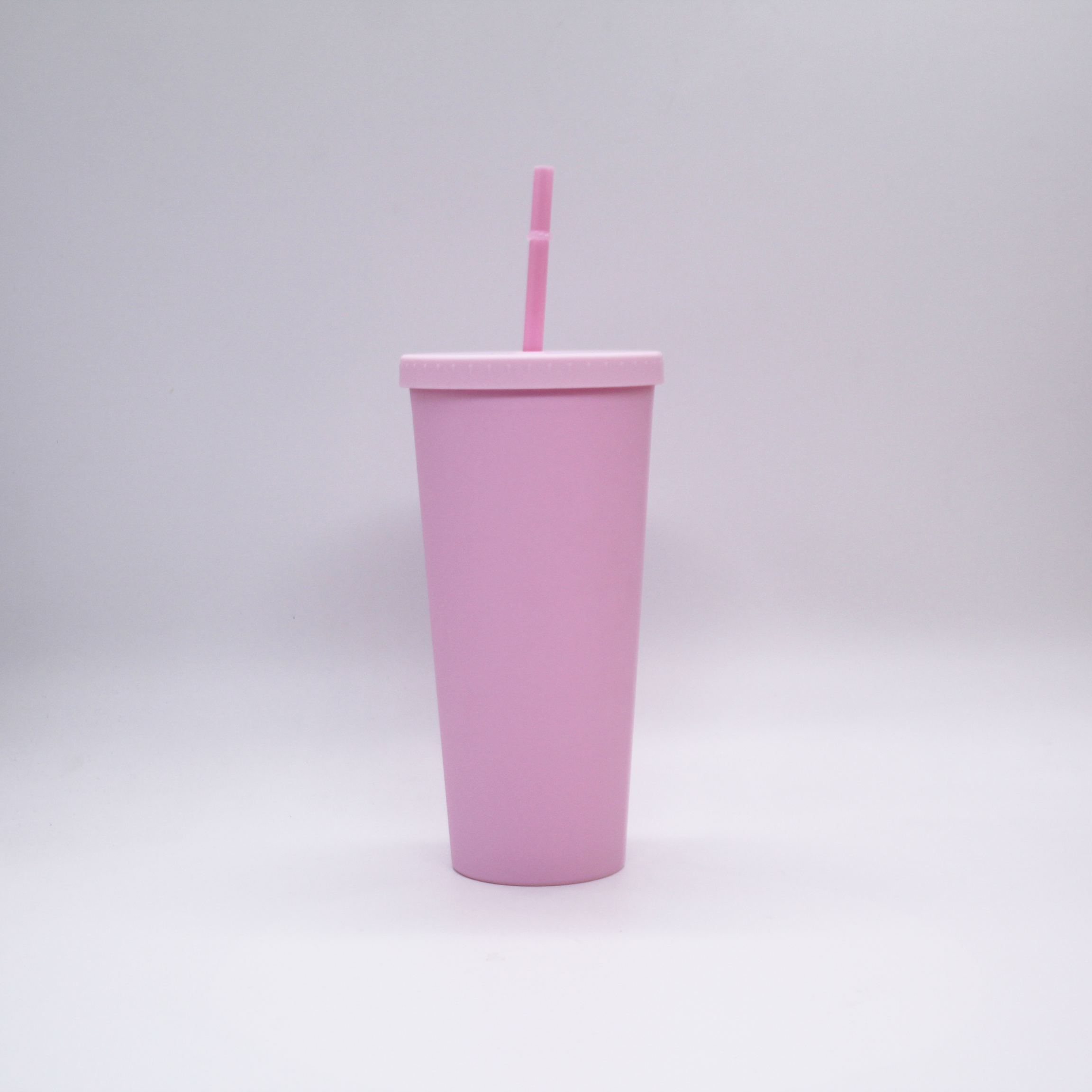 Amazon Hot Selling 24oz Pink Double Wall Matte Acrylic Straw Tumbler 720ml Matte Reusable Boba Tea Cup with Straw and Lid1