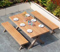 Ensemble de meubles de jardin en aluminium pour terrasse extérieure, table et chaises empilables, bistrot en plastique et bois