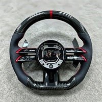 Volant en fibre de carbone à rayures rouges, très demandé, pour Mercedes Benz W206 W205 W204 W222 W223 W213 W177 W463 AMG GT A45 C63 E63