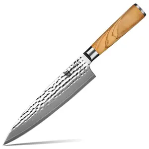 Отличное качество, индивидуальный логотип и деревянная ручка, 8 дюймов, 67 слой VG10, нож шеф-повара из дамасской стали