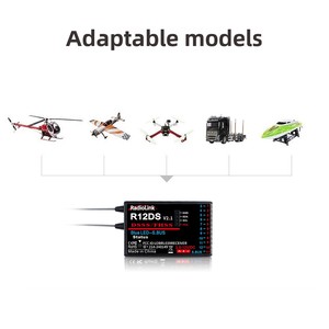 Radiolink R12DS 12-<b>Channel</b> Dual Antenna <b>Plastic</b> Drone 2.4GHz Supports SBUS/PWM Signal Multi-Axis Racing Drone Parts for FPV - Product Image 4