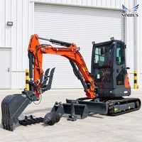 Agents et distributeurs recherchés : Mini-excavatrice NIMBUS à double vitesse avec moteur de translation et bras à oscillation latérale pour travaux de drainage