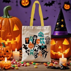 Bolsa de Lona Vintage Personalizada, Bolsa de Truco o Trato, Regalo de Halloween para Niños - Product Image 1
