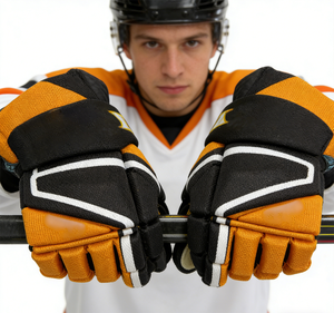 Guante de <span class=keywords><strong>Hockey</strong></span> Amarillo y Negro Resistente en Oferta, Equipo de Entrenamiento Cómodo, Guante de <span class=keywords><strong>Hockey</strong></span> sobre Hielo - Product Image 1