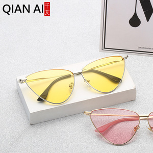 Lunettes de soleil Qian Ai Cat Eye, monture or poudré océan, verres AC, UV400, style unisexe tendance - Product Image 4