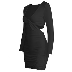 Abito tubino sexy con scollo a V e maniche lunghe, elegante <span class=keywords><strong>per</strong></span> l'autunno e l'inverno, <span class=keywords><strong>abbigliamento</strong></span> da donna - Product Image 5