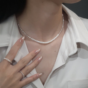 Collar de Perlas Francesas de Plata S925 para Mujer, Diseño Elegante y Simple con Cuentas de Plata Rota para Joyería de Verano - Product Image 5