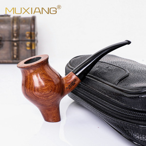 Muxiang Wooden Smoking Pipe Bent Type Solid Wood Tobacco Pipe Personal Gift - Product Image 1