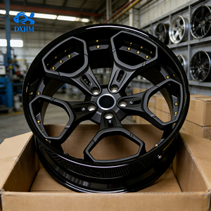 Rines Negros Mate de 19 20 21 22 23 24 Pulgadas con Borde Profundo, 22x12J 5x112 5x130, Remaches Dorados, Rines de Aleación Forjados Cóncavos Personalizados para Superdeportivos - Product Image 1