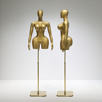 Mannequin buste femme grande taille en fibre de verre avec base à roulettes, coloris or, noir, blanc, pour présentation de vêtements en magasin