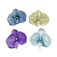 Bunga Anggrek Phalaenopsis Buatan 10cm Grosir, Bunga Palsu untuk Aksesoris Rambut DIY Dekorasi Pernikahan