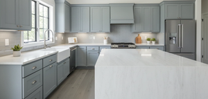 VIETNAM QUARTZ TRAVERTINE WHITE BIG SLAB 20mm Thickness for Hotel Kitchen Bathroom & Vanity <b>Top</b> Use with 3D Model Design - Product Image 3