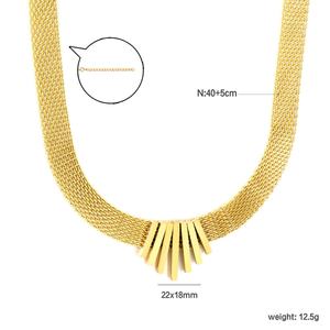 Collar de cadena ancha hueca chapado en oro de 18 quilates al por mayor, joyería de acero inoxidable, collar impermeable que no se deslustra - Product Image 5