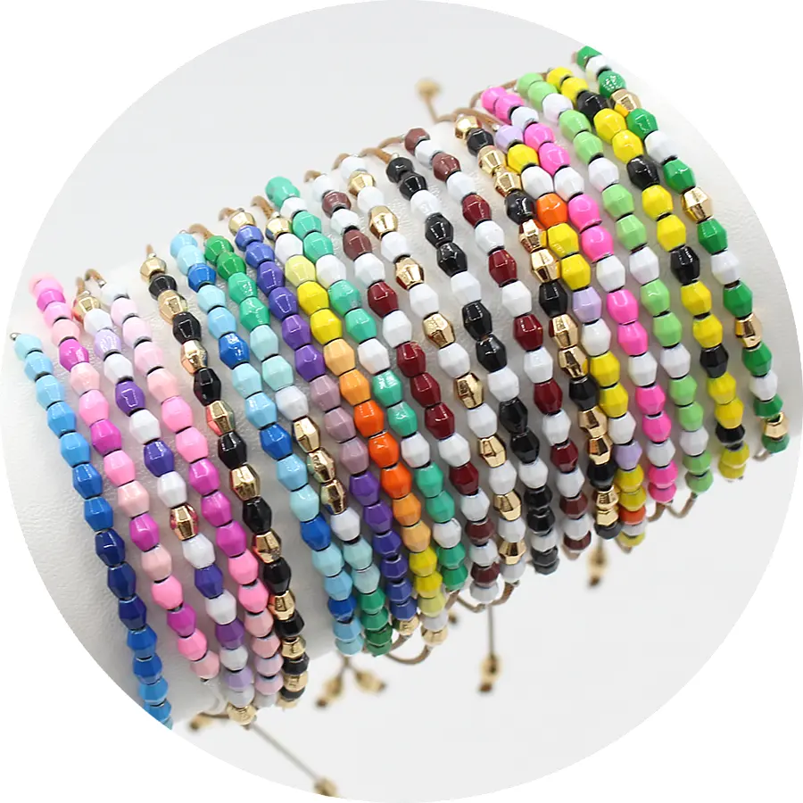 Hot sale ladies bracelet bohemian rainbow enamel beads hand woven stacking band anklet bracelet dual purpose zinc alloy beads