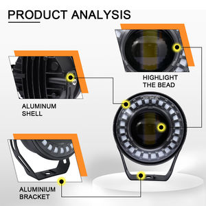 Projecteurs LED avec anneau halo, phares antibrouillard étanches pour motos, camions, jeeps, VTT - 12V 40W 6000 Lumens, ajustement universel - Product Image 5