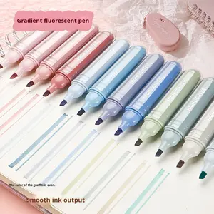 Stylo surligneur 12 couleurs à tête inclinée, protection oculaire, dégradé de haute qualité, marqueur pour étudiants, points clés, journal, dessin - Product Image 1