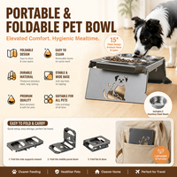 Bol pliable en acier inoxydable pour animaux de compagnie, double bol anti-renversement, surélevé pour le soin du cou des chats et des petits chiens NicePets