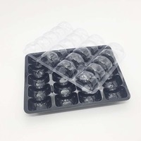 Boîte de présentation macaron en plastique PET noir/transparent de qualité alimentaire, plateau d'emballage blister en plastique pour biscuits